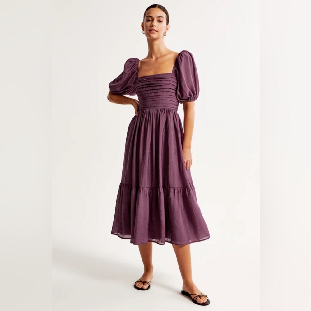 Abercrombie & Fitch Emerson Floaty Puff Sleeve Midi Dress
